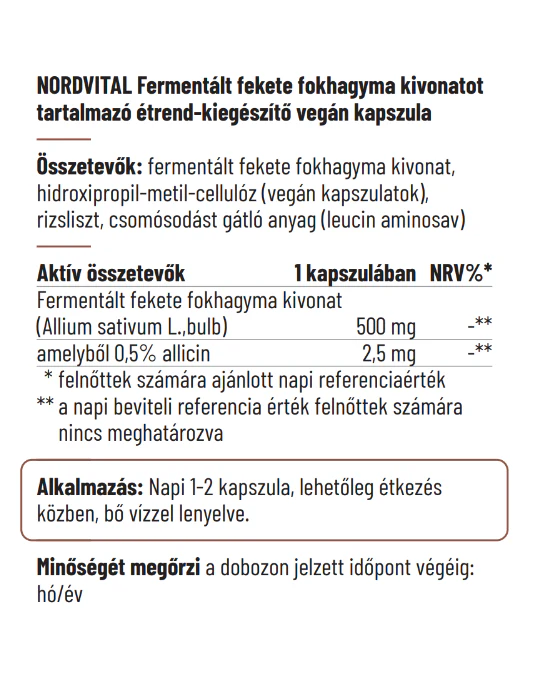 Fermentált fekete fokhagyma 500mg kapszula - 60db - Image 2