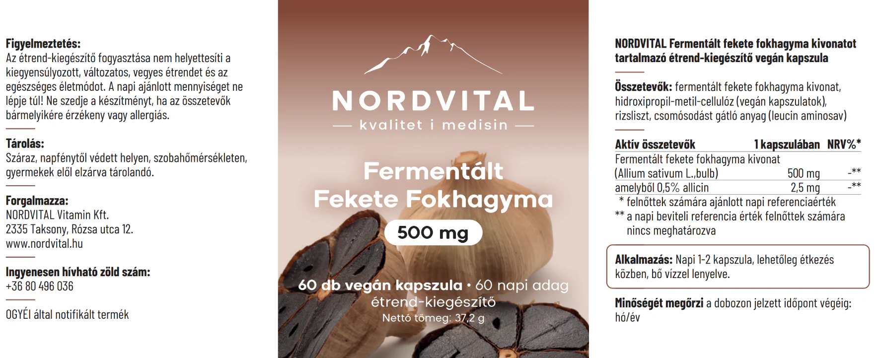 Fermentált fekete fokhagyma 500mg kapszula - 60db - Image 3