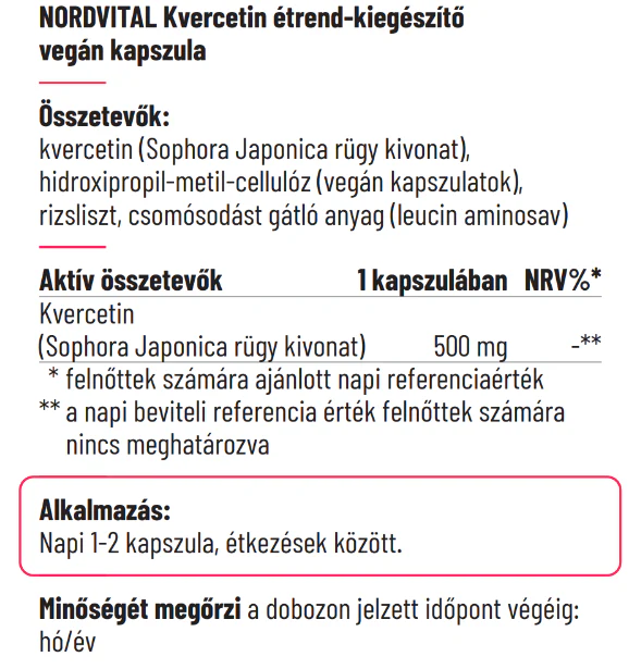 Kvercetin 500mg vegán kapszula - 60db - Image 2